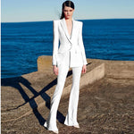 HIGH STREET Newest 2023 Runway Designer Suit Set Women's Single Button Blazer Flare Pants Suit