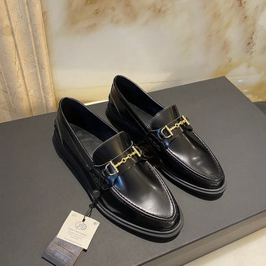 Jenny&Dave  Flat Women  Vintage Fashion Elegant Buckle Genuine Leather Solid Slip-On Loafers Women Shoes Woman Flat Shoes