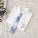 Women White Blouses Shirts Short Sleeve Print Rabbit Lapel 2023 Summer Tops Female Clothing Preppy Style JK Uniform Blusas