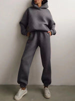 Winter Two Piece Sets Women Tracksuit Oversized Suit 2023 Autumn Trouser Suits Female Sweatshirt Solid Sports Hoodie Sportswear