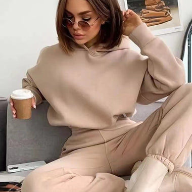 2023 Autumn Winter Two Piece Sets Women Tracksuit Oversized Suit Trouser Suits Female Sweatshirt Solid Sports Hoodie Sportswear