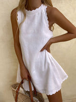 Summer Sexy Sleeveless Casual A-line Dress Women O-neck Cotton Sweet Loose Mini Dresses 2023 Fashion White Beach Woman Sundress