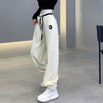 Spring Autumn High Waist Loose Casual Letter Embroidery Lantern Sweatpants Women Comfortable Bandage All-match Pants Trousers