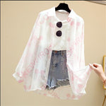 Mickey Mouse Blouse Ladies Long Sleeve Women Shirt Beach Shirts Kawaii Cartoon Summer Disney Clothes Cover-Up Top Casual