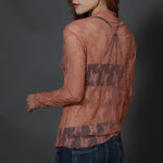 Female Leisure Women Mesh Top Long Sleeve See Through Lace T-shirts Sexy Transparent Fishnet Tops Clubwear Tee Shirts