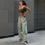 Vintage Streetwear Low Waist Drawstring Baggy Trousers Drawstring Waist Casual Cargo Pants Women Sweatpants Women's Clothing