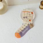 Ultra-thin Transparent Crystal Silk Socks Women Fashion Summer Harajuku Crew Socks Retro Flower Streetwear Elastic Long Socks
