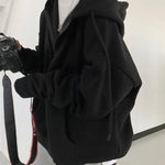 Women Hoodies 2023 Autumn Retro Solid Color Zip Up Oversized Sweatshirts Harajuku Korean Version Long Sleeve Hooded Jackets Coat