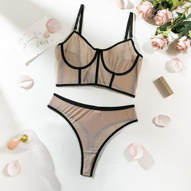 Yimunancy Mesh Bra Set Women Camisole + Brief Underwear Set Sexy Erotic Set Everyday