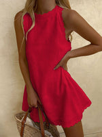Summer Sexy Sleeveless Casual A-line Dress Women O-neck Cotton Sweet Loose Mini Dresses 2023 Fashion White Beach Woman Sundress