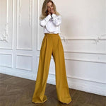 2023 New Spring Summer Women's Casual Straight Classic Green Black Rose Red High Waist Pants Korean Wide Leg Trousers For Women