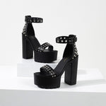 2023 New Arrivals Roman Retro Style Platform Sandals Shoes Woman Super High Heels Black Narrow Band Zipper Design Comfy Lady