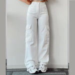Vintage Straight new style baggy Trousers casual pants waist pocket denim pants summer women's y2k high waist cargo pants