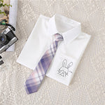 Women White Blouses Shirts Short Sleeve Print Rabbit Lapel 2023 Summer Tops Female Clothing Preppy Style JK Uniform Blusas