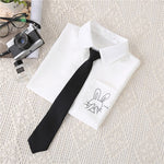 Women White Blouses Shirts Short Sleeve Print Rabbit Lapel 2023 Summer Tops Female Clothing Preppy Style JK Uniform Blusas