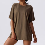 NCLAGEN Summer Loose Fitting Top Fitness Women's Breathable Yoga Running Sports Short Sleeves Gym Workout Training Dry Fit Top