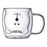 Cute Bear Whisky Glass Cup Double Wall Milk Coffee Mug Insulated Animal Double-layer Espresso Water Cups Christmas Festival Gift