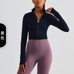 NCLAGEN Yoga Jacket Women  Full Zipper Long Sleeve Sports Shirts Short Waist Training Elastic Running Gym Clothes Fitness Coat