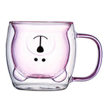 Cute Bear Whisky Glass Cup Double Wall Milk Coffee Mug Insulated Animal Double-layer Espresso Water Cups Christmas Festival Gift