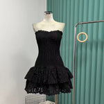 Australia seaside holiday flounce heavy industry embroidery sexy tube top strapless skirt dress fairy travel shoot lady