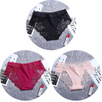 3Pcs/Lot Lace Women's Panties Sets Ice Silk Seamless Underwear Female Transparent  Briefs Mid-Rise Lady Panty Woman Lingerie