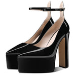 Platform Pumps For Women Chunky High Heel Ankle Strap Fashion Pointed Toe Brand New Shoes 2022 Trendy Sexy Luxury Shoe Summer