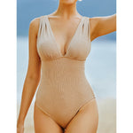 Gossina Sexy One Piece Swimsuit Solid Female Plunge Neck Swimwear Women Backless Brazilian Monokini Bathing Suit S-L 2022