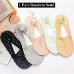 Silicone Anti-slip Short Socks Sexy Lace Flower Mesh Breathable Ankle Socks Summer Thin Invisible Low Cut No Show Socks Slippers