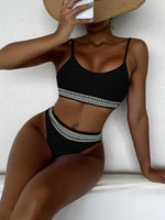 Contrast Trim Sport Bikini High Waist Swimsuit 2023 Sexy Swimwear Female Swimming Suit For Women Bathing Solid Beachwear Summer