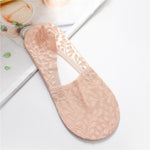 Silicone Anti-slip Short Socks Sexy Lace Flower Mesh Breathable Ankle Socks Summer Thin Invisible Low Cut No Show Socks Slippers