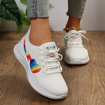 Rimocy Fashion Print Women's Sneakers 2023 Lace-Up Breathable Mesh Casual Shoes Woman Soft Bottom Non-Slip Ladies Sport Shoes