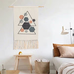 Wall Hanging Macrame Tapestry Home Decor Cotton Tassel Handmade Woven Bohemian geometric canvas Art background cloth tapestry