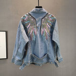 2023 New AutumnFashion Rivet Woman Denim Jacket Long Sleeve Female Jackets Jeans Coat Beading Tassel Denim Coat Outerwear