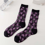 Heart Print Crystal Silk Socks Women Summer Ultra-thin Transparent Elastic Long Socks Casual Fashion Harajuku Kawaii Cute Socks