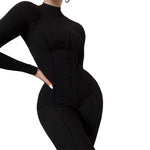 Fashion Turtleneck High Waist Solid Jumpsuit Casual Sheath Sportwear Women Elastic Fitness Romper High Waist Bodycon Jumpsuits