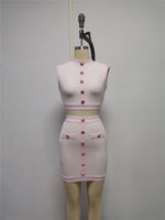 3 Colors Summer Style Women Sexy 2 Pieces Bodycon Mini Dress Button Fashion High Street Birthday Party Dress High Quality