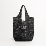 MABULA Luxury Design Women Plaited Raffia Straw Bag Large Capacity Casual Tote Handbag Hollow Summer Beach Vacation Shoulder Bag