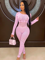 Kliou Knitted Pencil Jumpsuit Girl Midnight Outfit Sexy Hollow Out All in One Overall Monos Mujer Party One Piece Hot Attirewear