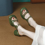 Women Slides Open Toe Thick Heel Slippers Women's Dress Flip Flops 2023 New Summer Rivet High Heel Fashion Sandals