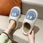 ASIFN winter Women Fluffy Fur Slippers Big Smile Floor Short Plush Fleece Flat For Couples Black Ladies Shoes Indoor Slippers