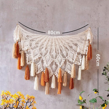 Macrame Wall Hanging, Boho Decor, Hanging Leaf, for Bedroom ,Bohemian Curtains Coffee Table Decoration Potholder