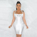 Women Bandage Dress Black Elegant Party Sexy Night Club Halter Neck Sleeveless Vestidos Bodycon Dress Ladies Clothes