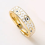 Fashion Aesthetic Evil Blue Eyes Finger Rings for Women Oil Dripping Stainless Steel Rings Adjustable Opening Ring Jewelry Gifts