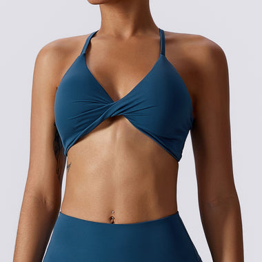 NCLAGEN Yoga Sports Bra Women's Halter Crop Tops Push-up Medium Support Crossover Tight-fitting Exercise Running Fitness Bikini