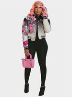 FQLWL Autumn Streetwear Print Jackets For Women 2023 Letter Long Sleeve Graphic Singlebreasted Jackets Black Varsity Jackets