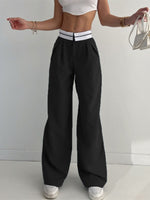 2023 New Spring Summer Women's Casual Straight Classic Green Black Rose Red High Waist Pants Korean Wide Leg Trousers For Women