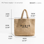 MABULA Luxury Design Women Plaited Raffia Straw Bag Large Capacity Casual Tote Handbag Hollow Summer Beach Vacation Shoulder Bag