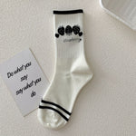 Black and White Strawberry Socks Women's Autumn Winter Japanese Socks Long Tube Cotton Socks All-match Student Mid-tube Socks