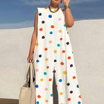 Wide Leg Pants Loose Fit Jumpsuits Women Summer O-Neck Sleeveless Printing Playsuits Patchwork Loungewear Rompers Dropshipping