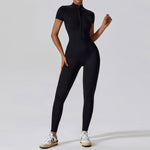 NCLAGEN Zipper Short Sleeve Pants Yoga Jumpsuit For Women Fitness Gym Workout Quick Dry Breathable High Elastic Tracksuit